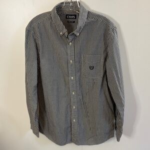 Chaps Men's Black and White Gingham Shirt